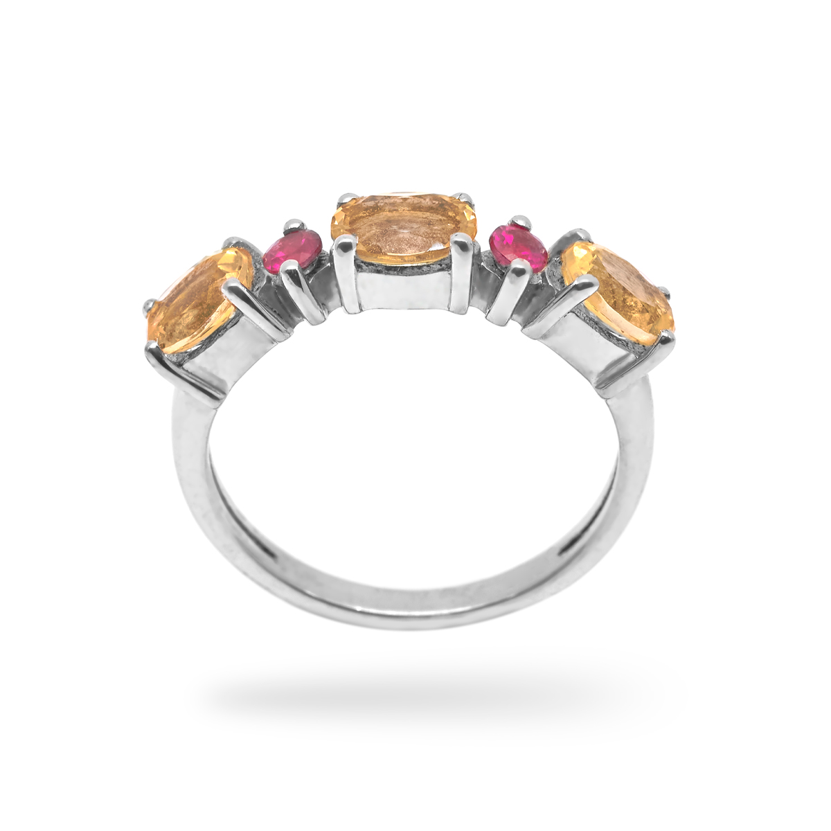 Silver ring citrine, rhodolite Elsa